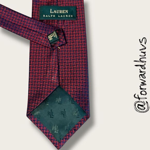Lauren Ralph Lauren Hand-Finished Necktie – Crimson & Navy - Picture 6 of 8